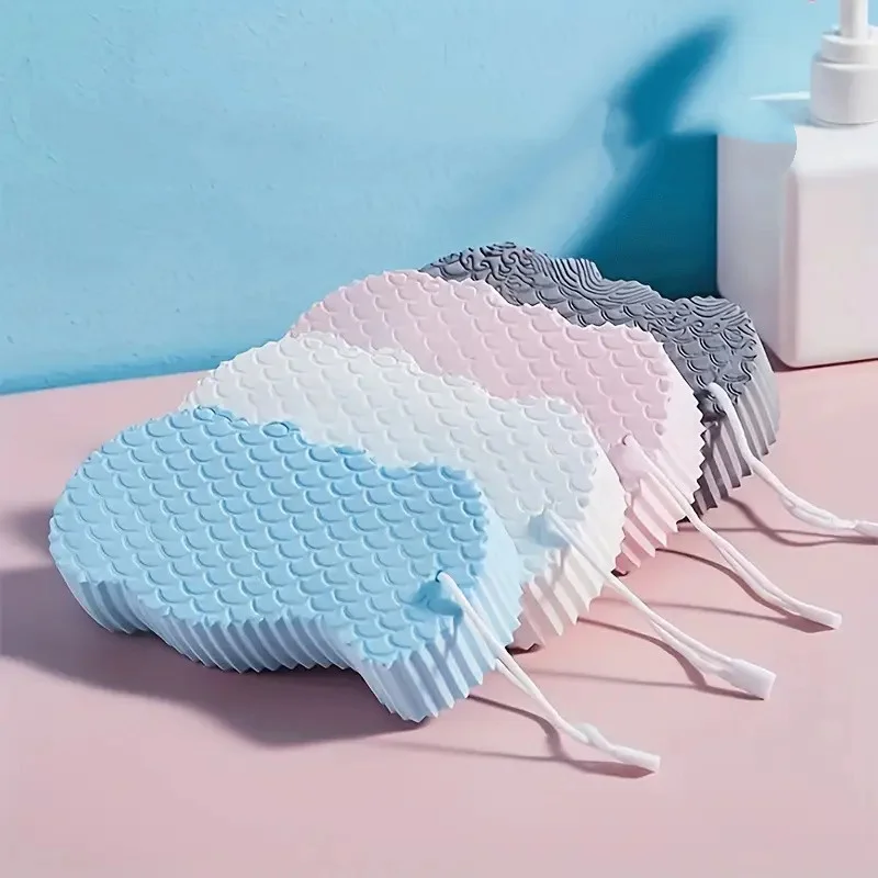 4 Pieces of Exfoliating Bath Sponges in Random Colors, Gently Remove Dead Skin and Dirt, Massage, Clean, and Brighten the Skin, Suitable for Showering and Bathing, Designed for Individuals Who Seek Gentle Skincare, Halloween and Christmas Gifts