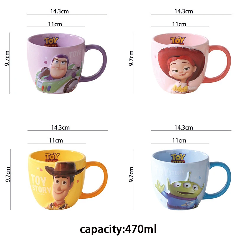 DISNEY 470ml Toy Story 3D Relief Ceramic Mug Cartoon Coffee Cup with Gift Box Kids Breakfast Milk Mug Home Office Drinkware - view 6