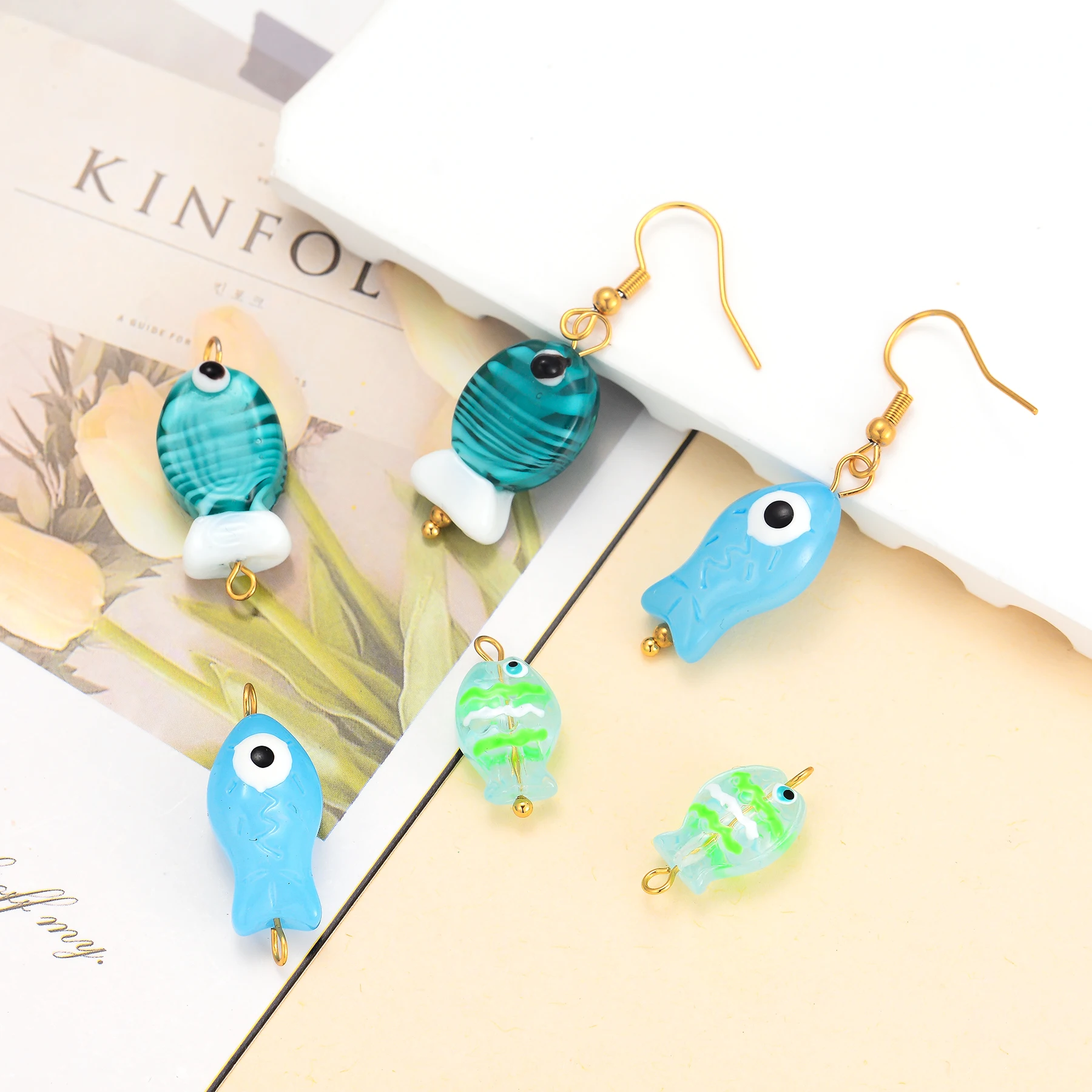 

10Pcs/lot Wholesale Handmade Jewelry Accessory Fish Ocean Style Connector Pendant DIY Necklace Earrings Charms