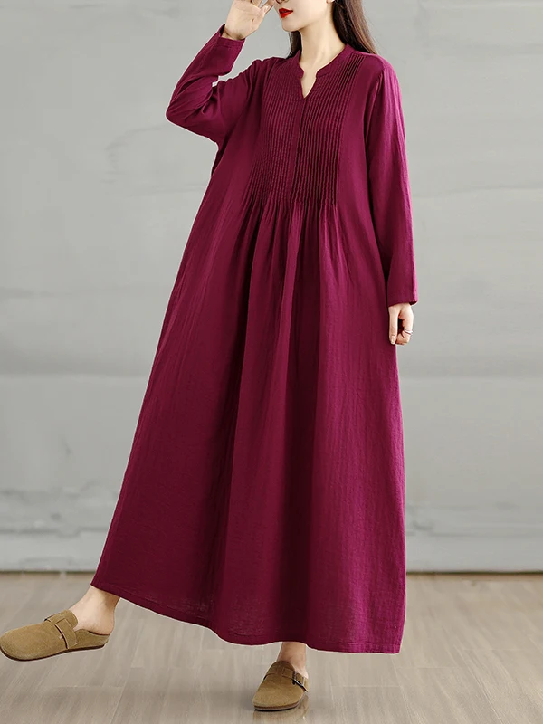 Vestido Retro Solto de Manga Longa com Camadas Duplas de Tule, Crimento até o Joelho, Cintura Alta, Estilo Casual F