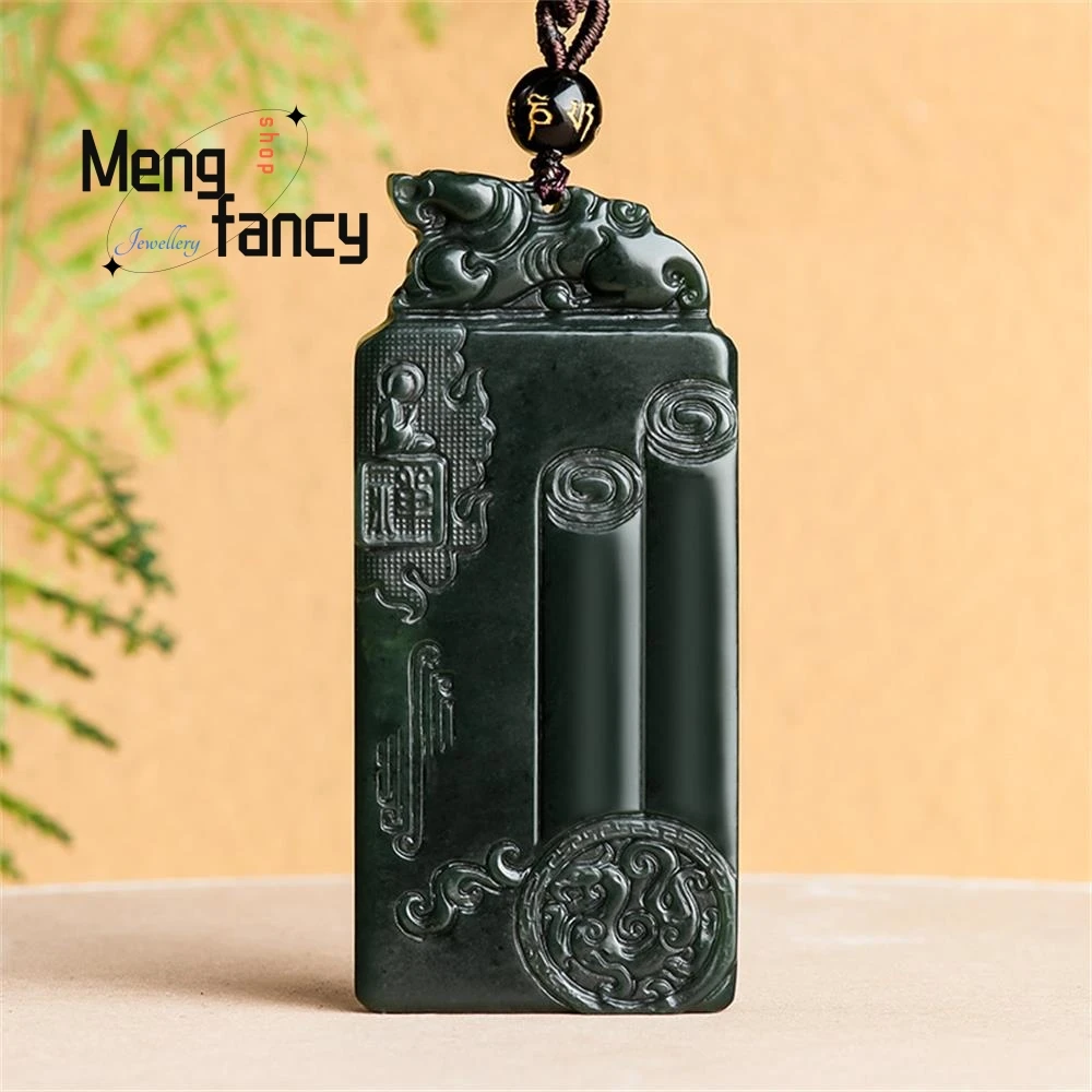 Natural Old Material Hetian Ink Jade Guanyin Bodhisattva Jade Pendant Enlightenment Buddha Statue Exquisite Fashion Fine Jewelry