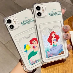 The Little Mermaid Ariel For iPhone 15 14 13 12 11 XS XR X 8 7 Pro Max Plus Mini Photo Card Bag Transparent Cover Phone Case