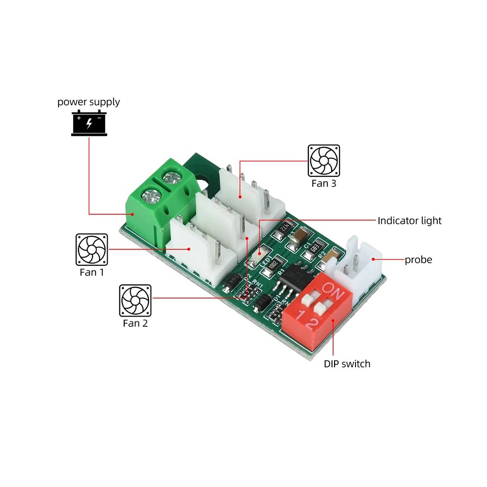 12V 24V 5A PWM Speed Regulator 4-Wire Fan Speed Governor DC Motor Speed Controller Temperature Controller for RV Camper Vent Fan