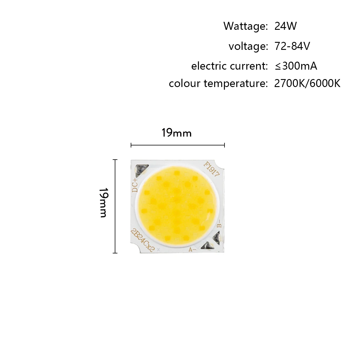 12W 18W 24W 30W 36W LED sorgente luminosa COB bicolore 2700K/6000K 36-42V 54-63V 72-84V 90-105V 90-96V LED chip Bead