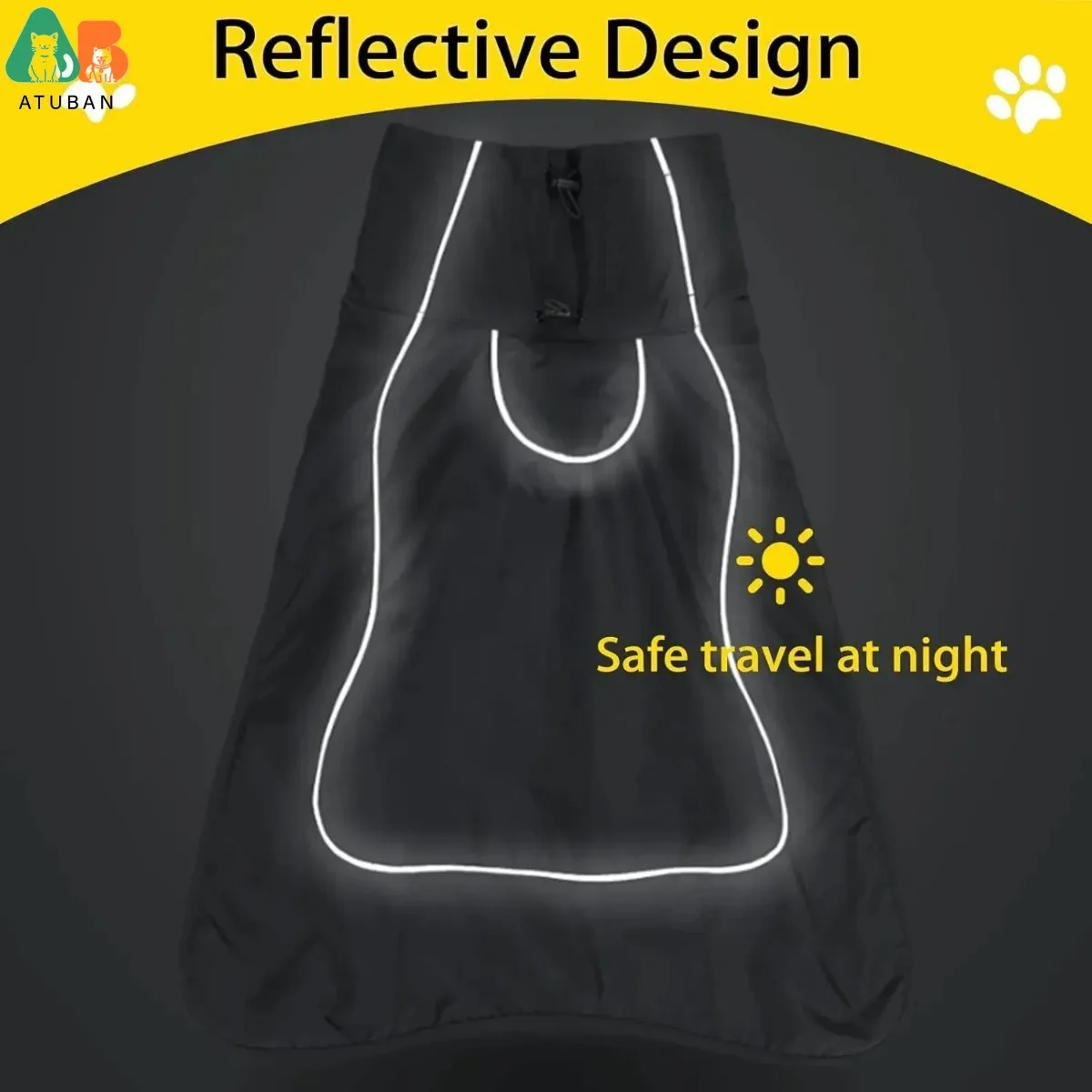 ATUBAN Dog Jacket Waterproof Dog Raincoat Cold Weather Reflective Jacket with Soft Fleece Lining Warm Outerwear for Pet Outdoors