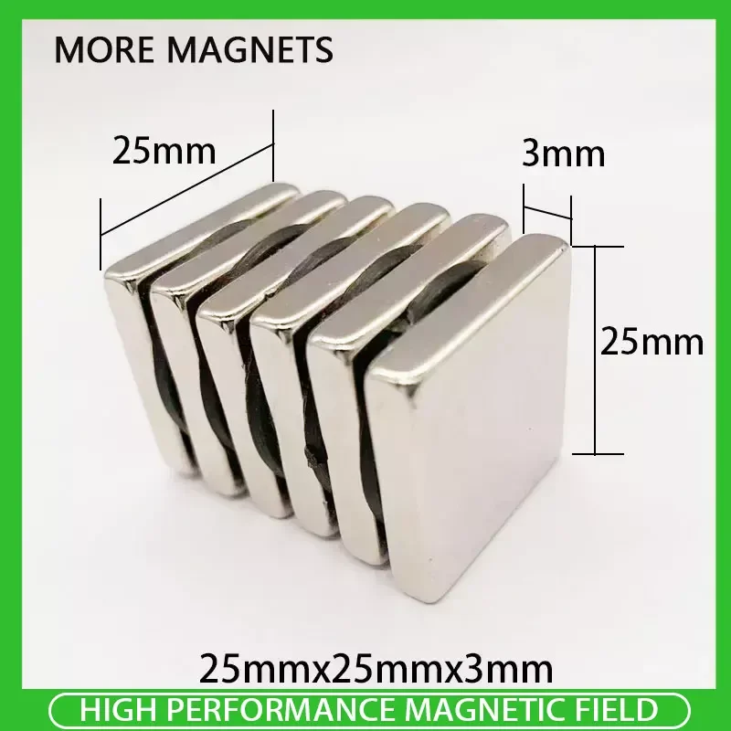 

2~30PCS 25x25x3mm Neodymium Magnet 25mm x 25mm x 3mm N35 NdFeB Block Super Powerful Strong Permanent Magnets