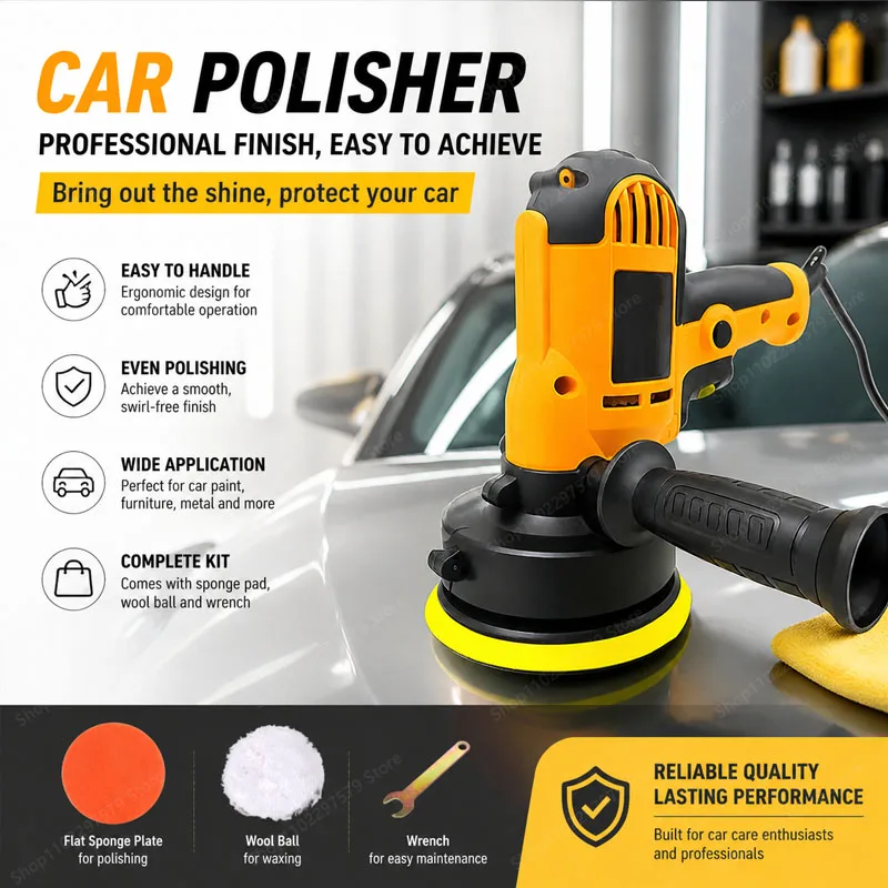 Home Car Electric Polisher Adjustable Speed ​​Polishing Waxing Tool Durable And Safe For Restoration And Car Gloss Treatment.