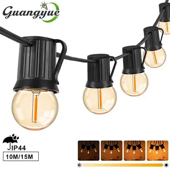 Zewnętrzne girlandy świetlne Patio Wtyczka EU Wodoodporna E26 220V LED Żarówka Edisona Podłączana G40 Amber Globe Łańcuchowe światła do ogrodu Yard