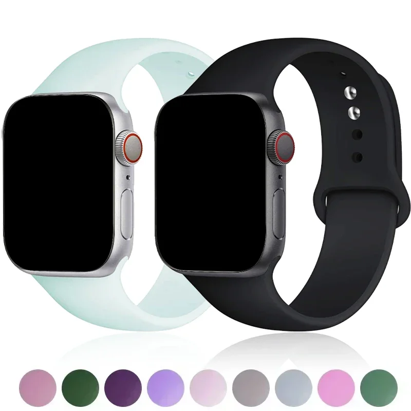 Correa de silicona para Apple Watch Band 49mm 46mm 44mm 40mm 45mm 41mm 42mm 38mm pulsera deportiva iWatch Series Ultra 10 9 7 8 se 4 5 6