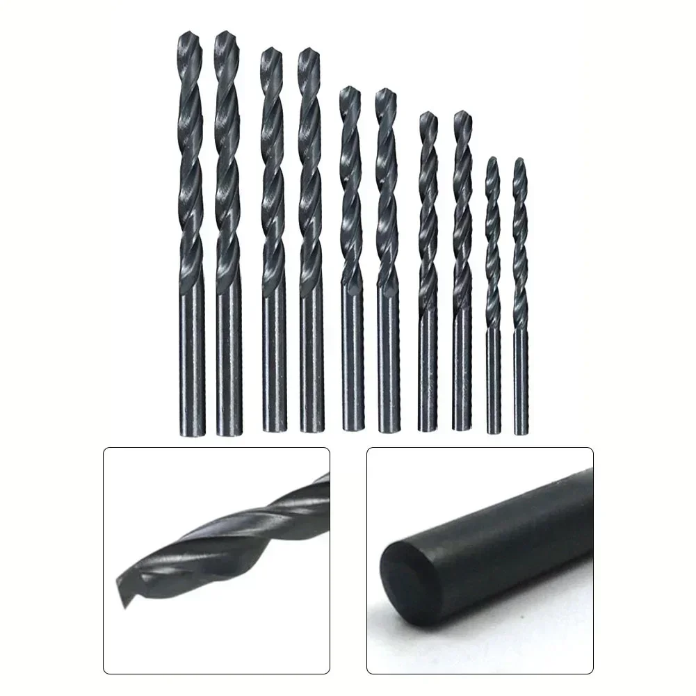 10pcs Hss Drill Bit Set High Speed Steel Black Coated Wring Drill Bit For Steel Wood Plastic Metal Drilling Cutter Tools 3-8mm