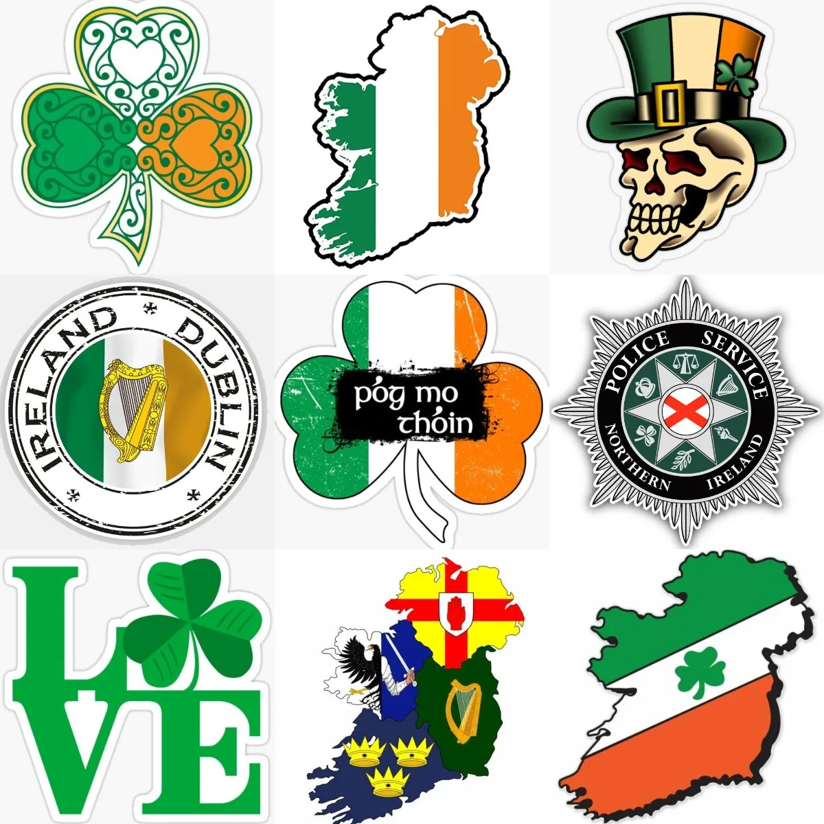 Ireland Flag Map Luck Clover Creative Sticker for Covered Scratch Decorate Motorcycle Truck Window Car Camper Wall Room