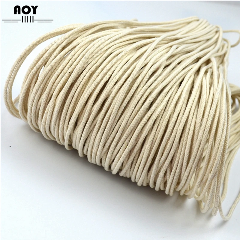 1.5MM/ 2MM/3MM/4MMnatural Beige Cotton Rope Decorative Drawstring Twine Tied Cords For DIY Craft Handmade Bag Shoes Project Cord