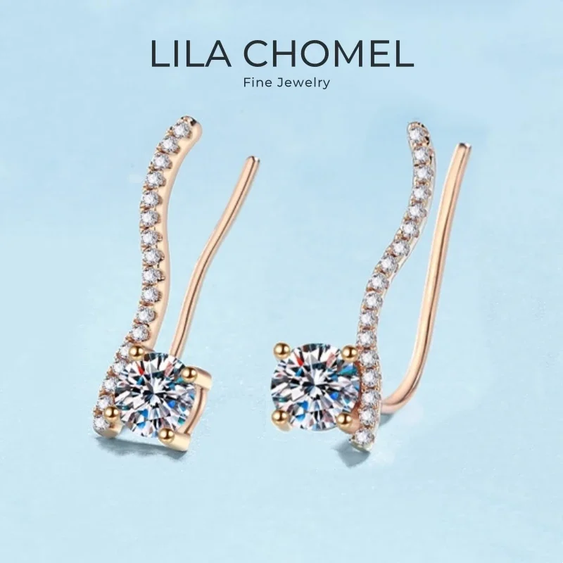

Lover Valentine's Day 18K Rose Gold Girl Friend Earrings Daughter Birthday Gift 1 Carat Moissanite Diamond Women Wedding Jewelry