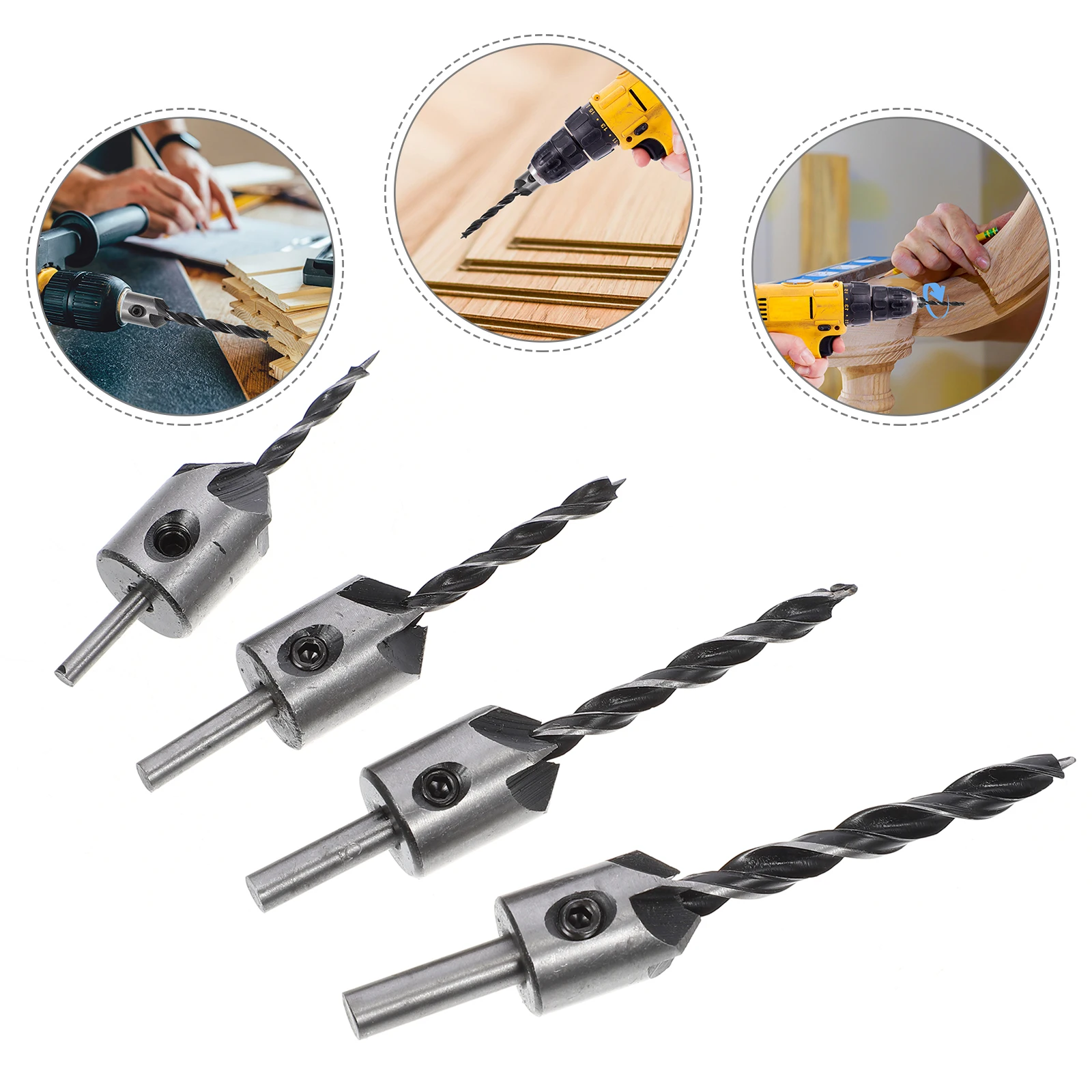 

1 set 1 Set Countersink Bit Set Steel Tapered Woodworking Drill Bits For Electric Drill Lightweight Tool Replacement Parts