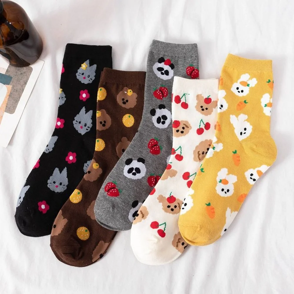 

2022 Spring Summer New Cute Harajuku Animal Cotton Women Socks Japanese Cartoon Socks Women Sweet Girly Casual Socks