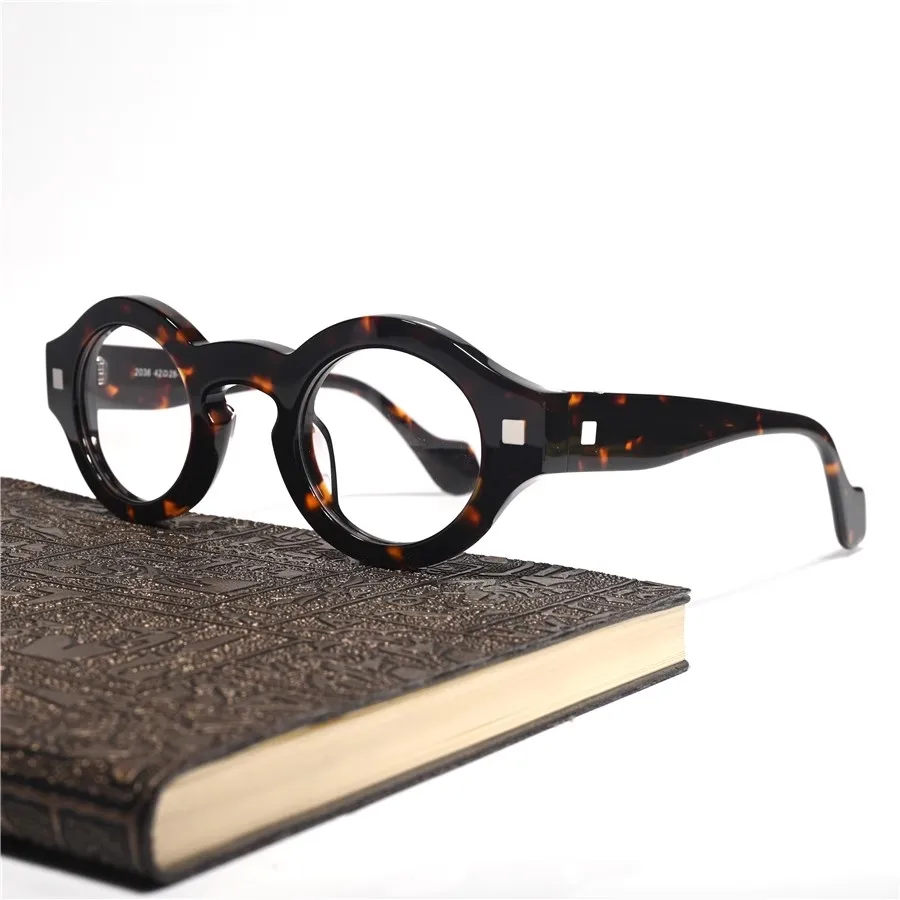 Handmade Retro Round Acetate Glasses Frames Men Women Trendy Thick Frame Eyeglasses High-end Quality Vintage Eyewear Spectacles
