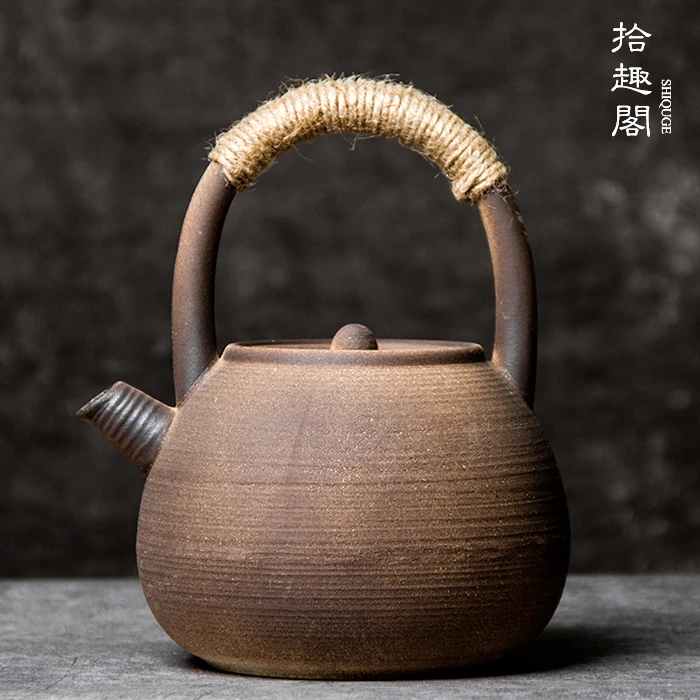 Heating Pu Erh Tea Pot With Coarse Pottery Alcohol Lamp