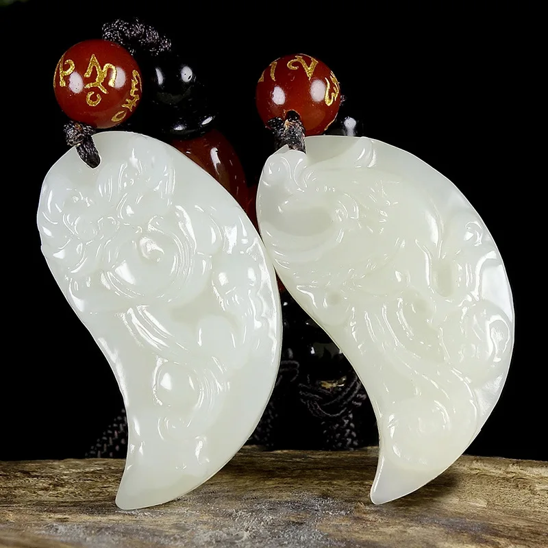 Hotan Pair Pendant, White Tai Chi , Auspicious And Jade O
