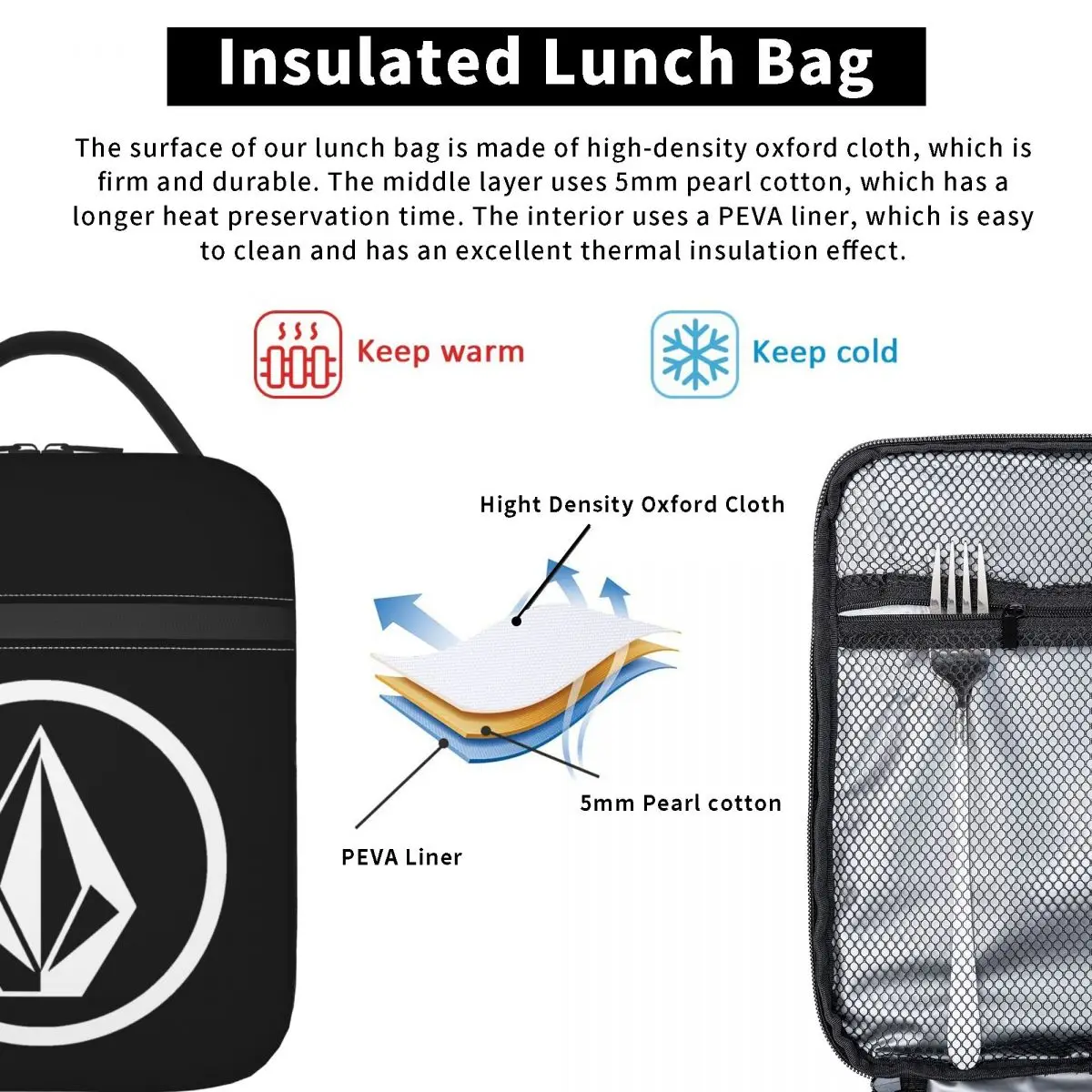 Volcoms tavola da surf Skate Resuable Lunch Box Women Leakproof Cooler Thermal Food Insulated Lunch Bag Kids School Children