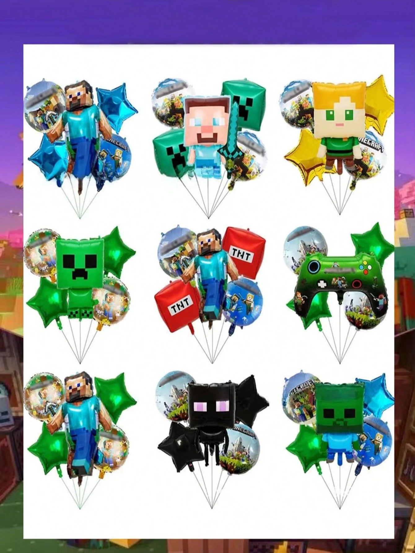 مجموعة زينة للحفلات مكونة من 5 قطع من My World Pixel، لافتات معلقة، بالونات، مناسبة لعيد الميلاد، والهالوين، وحفلات عيد الميلاد #3