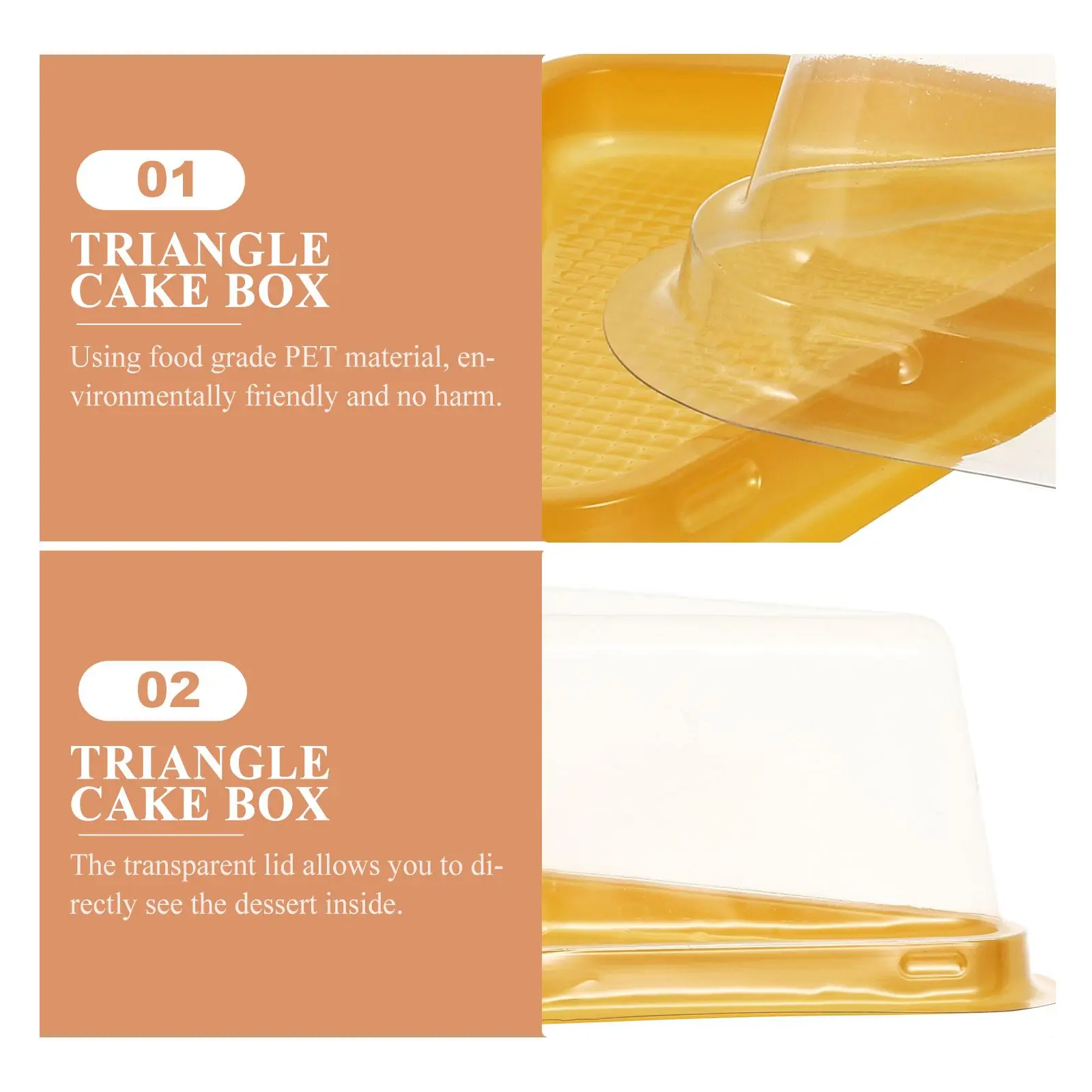 

40pcs Cake Boxes Triangular 6 Inch Clear Plastic Containers Dessert Packaging Crepe Cheese Safe Material Food Display