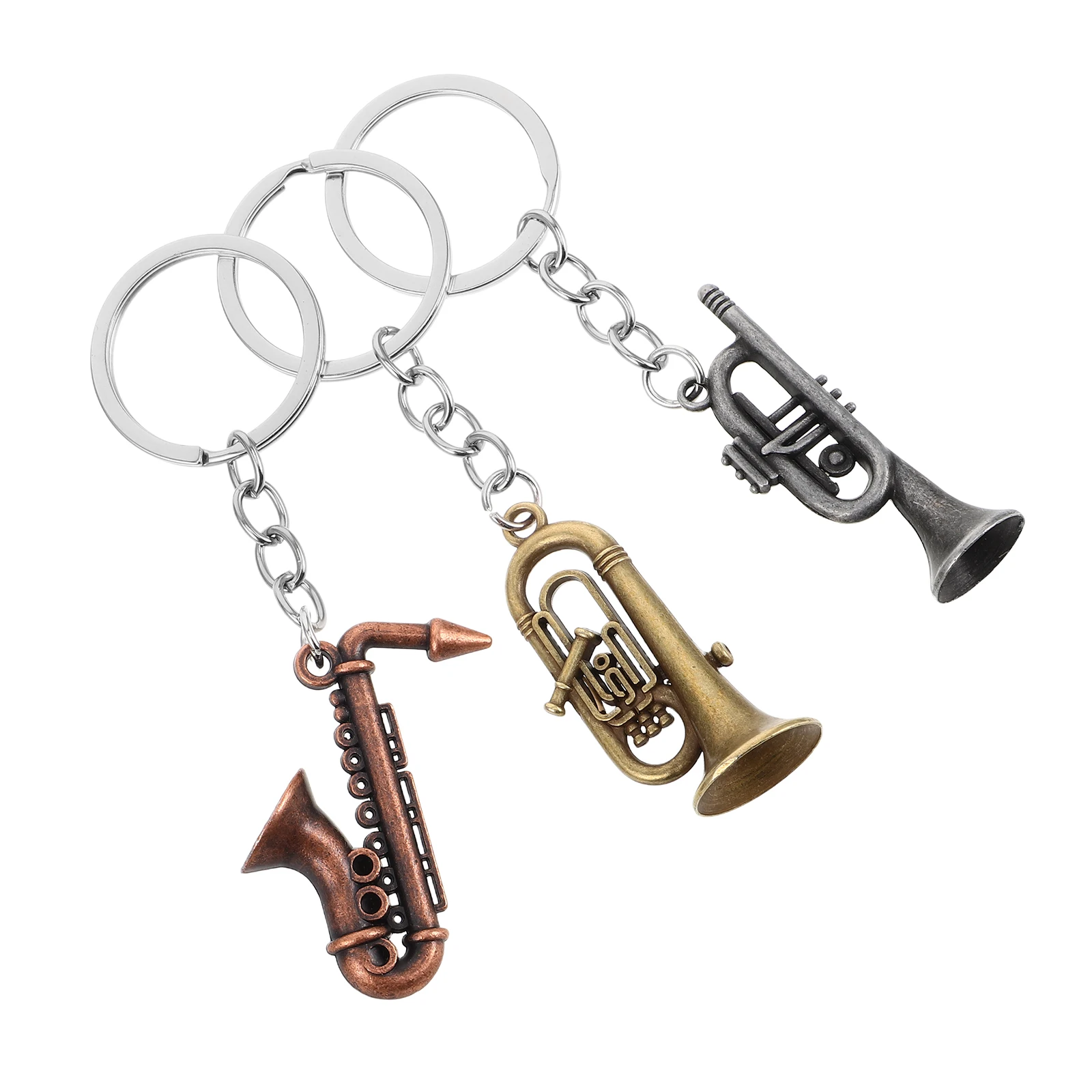 

3 Pcs Saxophone Keychain Music Party Favors Pendant Instrument Keyring Metal Musical