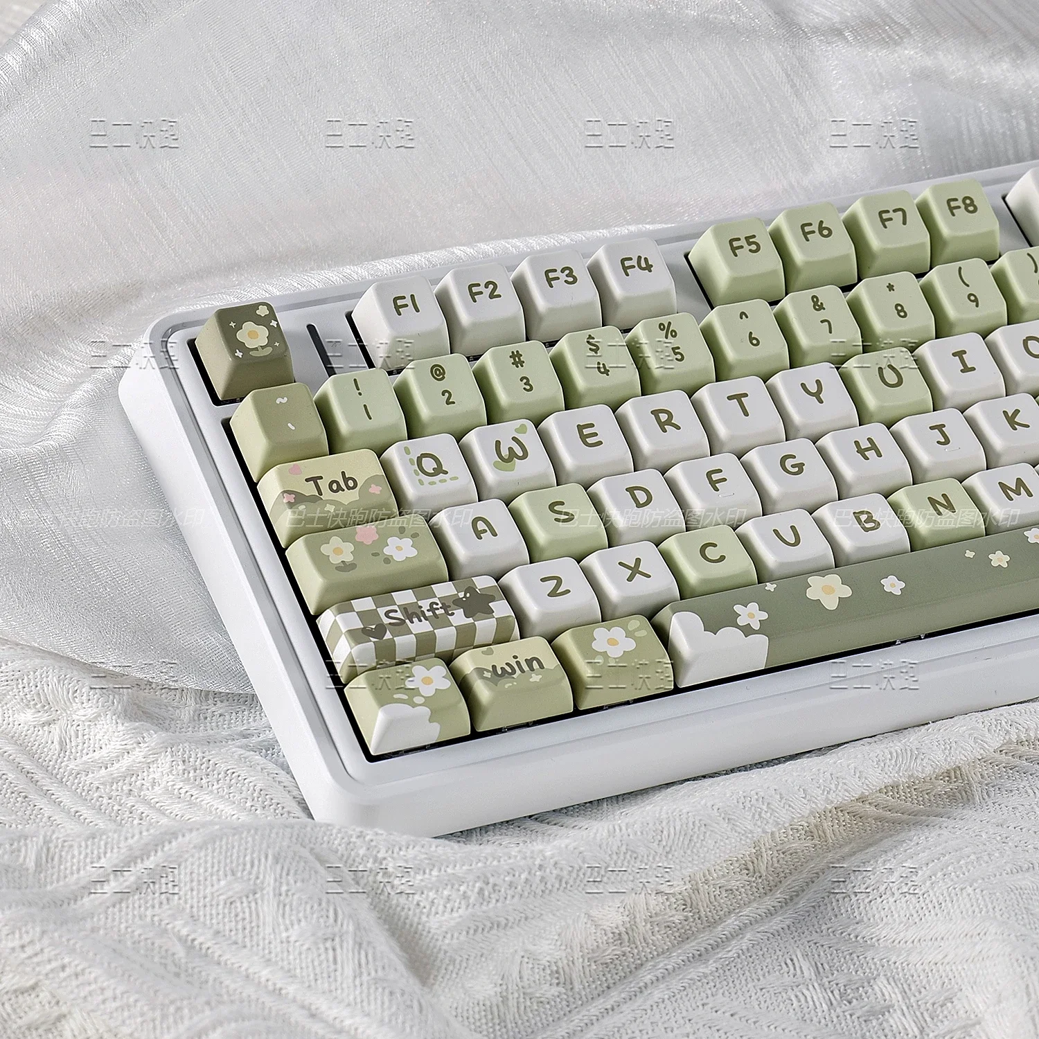 Imagem -03 - Leite Verde Pbt Sublimação Conjunto Completo Primavera Flor Keycaps Mda Verão Gmk67 F75 Hi75 Vgn S99 138 Chaves