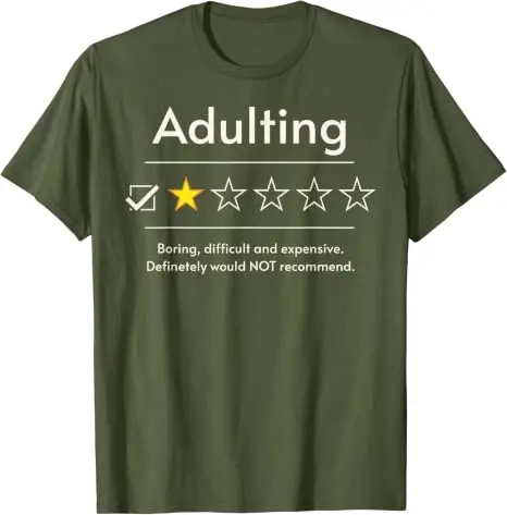 Kleidung zum 18. Geburtstag für Erwachsene | Lustiges 1-Sterne-T-Shirt mit Spruch „Adulting“ – Y2K-Humor für 18-Jährige – Detail 9