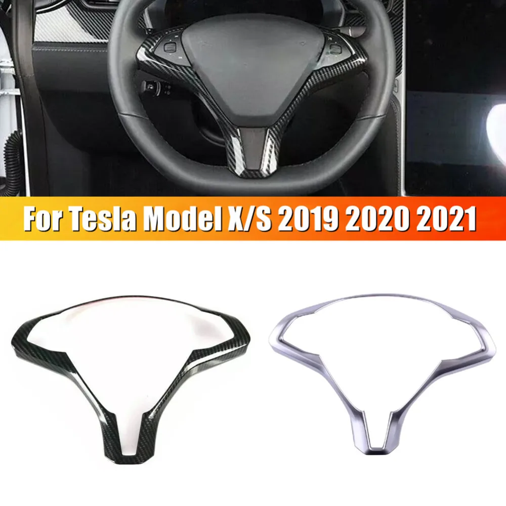 

Car Steering Wheel Trim Button Decoration Frame ABS Cover Sticker Interior Accessories For Tesla Model X and Model S 2016-2021