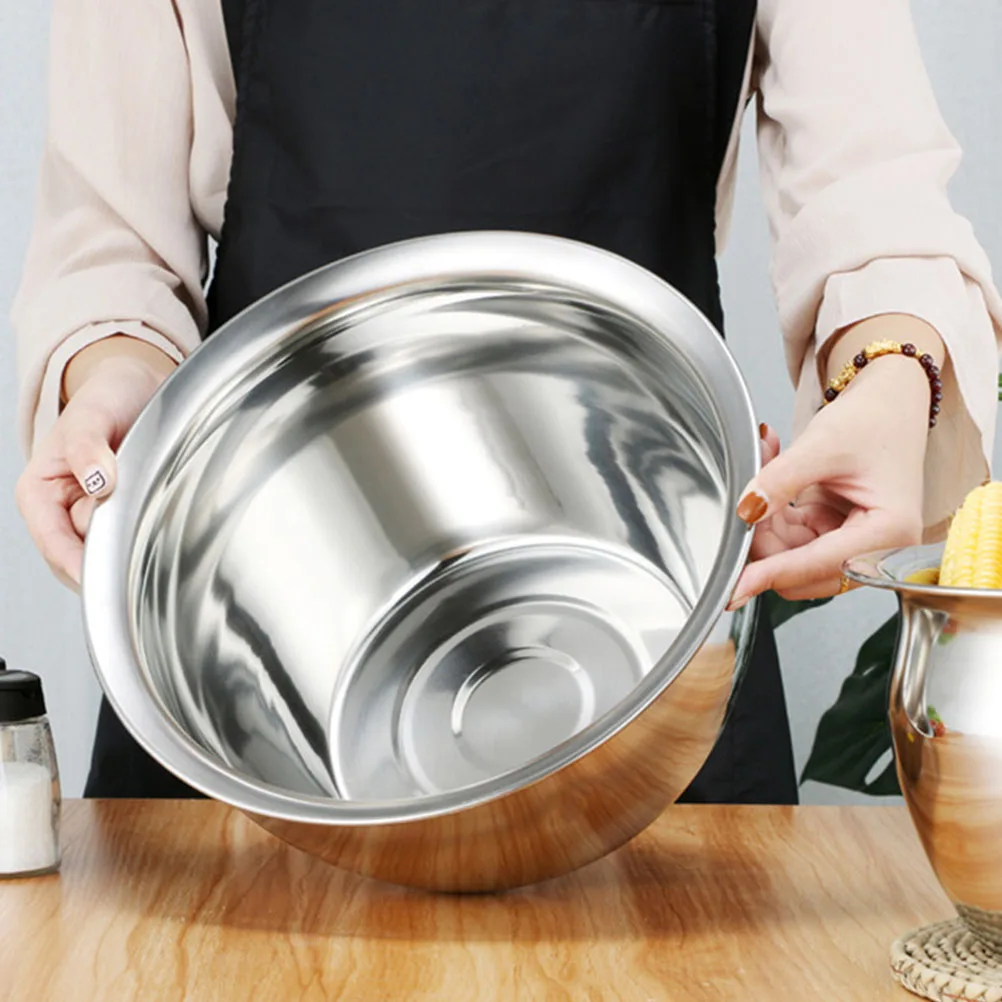 

Stainless Steel Drum Food Storage ganizer Basin 9 Inch Food Storage ganizer Kitchen Supply Practical Mixing Baking Pan