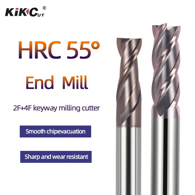 

2F/4F Carbide End Mill HRC55 Hardness Tungsten Steel CNC End Mill Flat Base Coating Milling Cutter Washing Tool