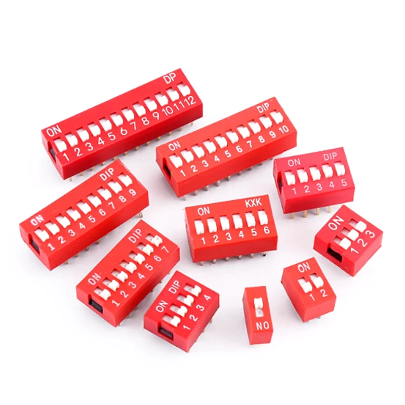 

10Pcs Dial Switch Direct Plug Pitch 2.54mm Red Snap Switch Knob Switch 1 2 3 4 5 6 7 8 9 10 12Pin