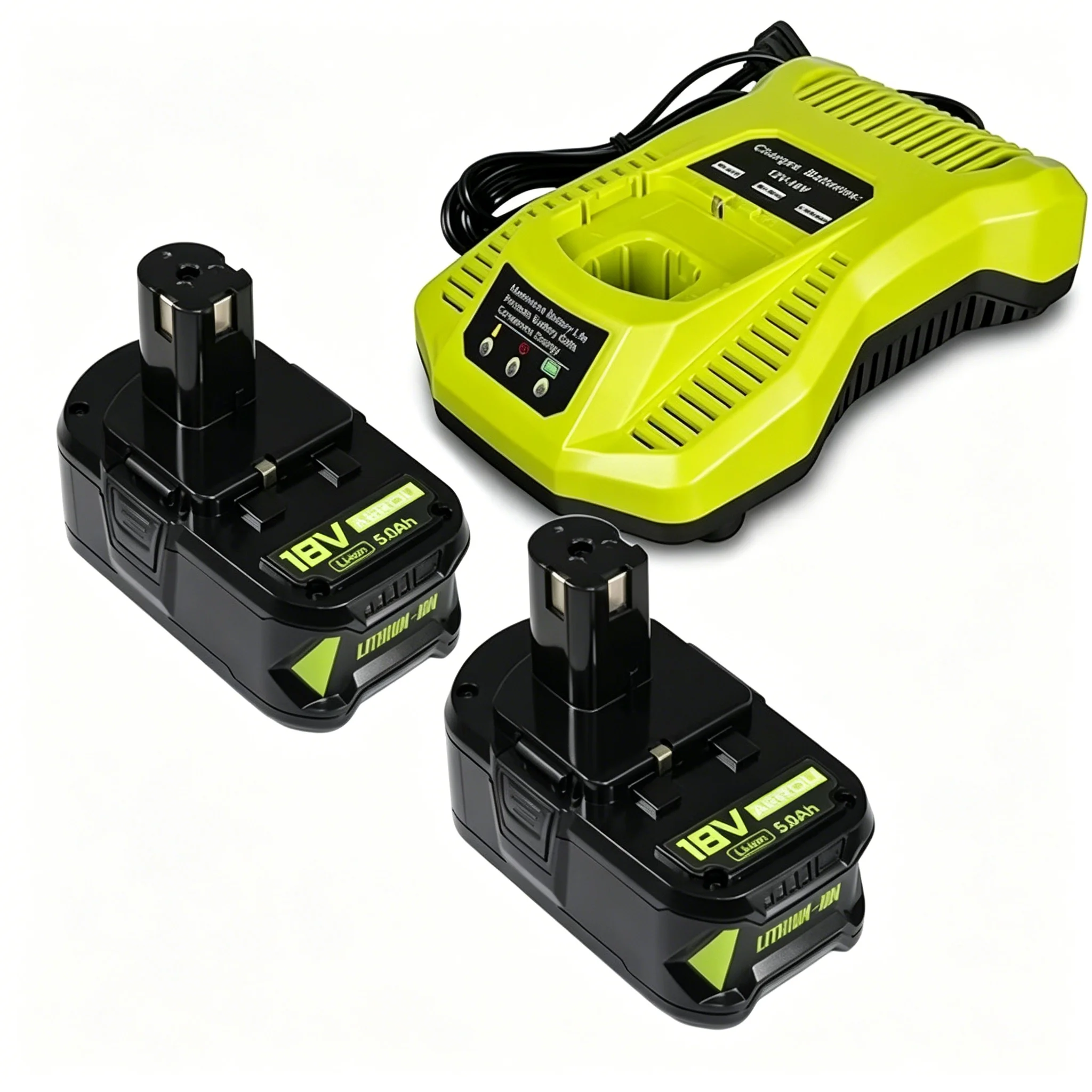 

AERDU 5.0Ah Battery 2-Pack with Charger for Ryobi 18V ONE+ Tools, Real Capacity 5000mAh LED Indicator Li-ion Power Tool Battery