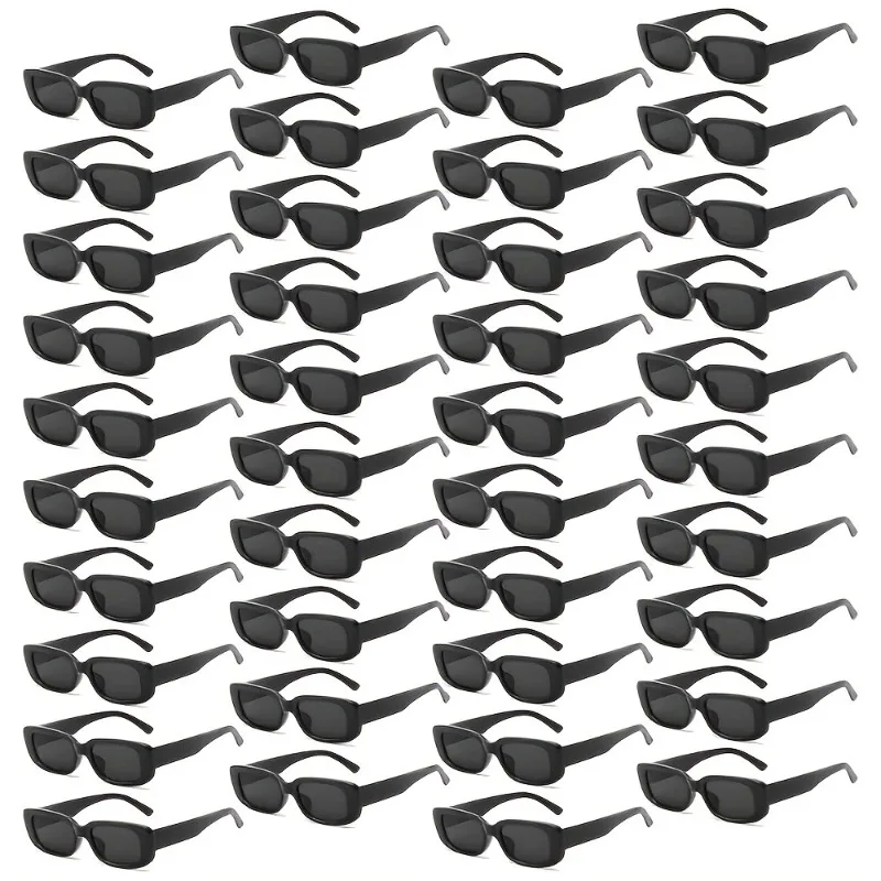 

40 упаковок черных прямоугольных очков в стиле ретро 80-х/90-х годов — пластиковые очки в узкой оправе, подходящие для тематических вечеринок и свадеб