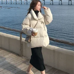 2026 Autumn Winter Puffer Coat Women Thick Down Cotton Padded Jacket Overcoat Female Fashion Casual Loose Parkas Woman