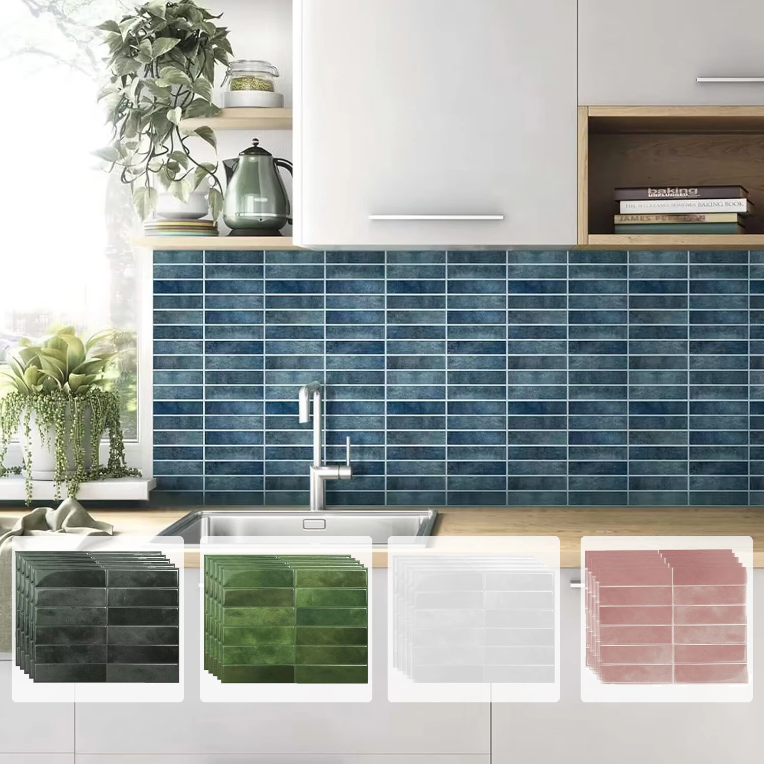 5 Sheets Stick Backsplash Tile- 3D Self Adhesive Peel and Stick Backsplash for Kitchen, Bathroom -Sticky Mosaic Wall Tiles