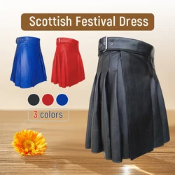 Falda plisada tradicional escocesa para hombre, cinturón de cuero sólido de estilo escocés, Unisex, vestido de lujo para fiesta y Festival, talla grande 5XL