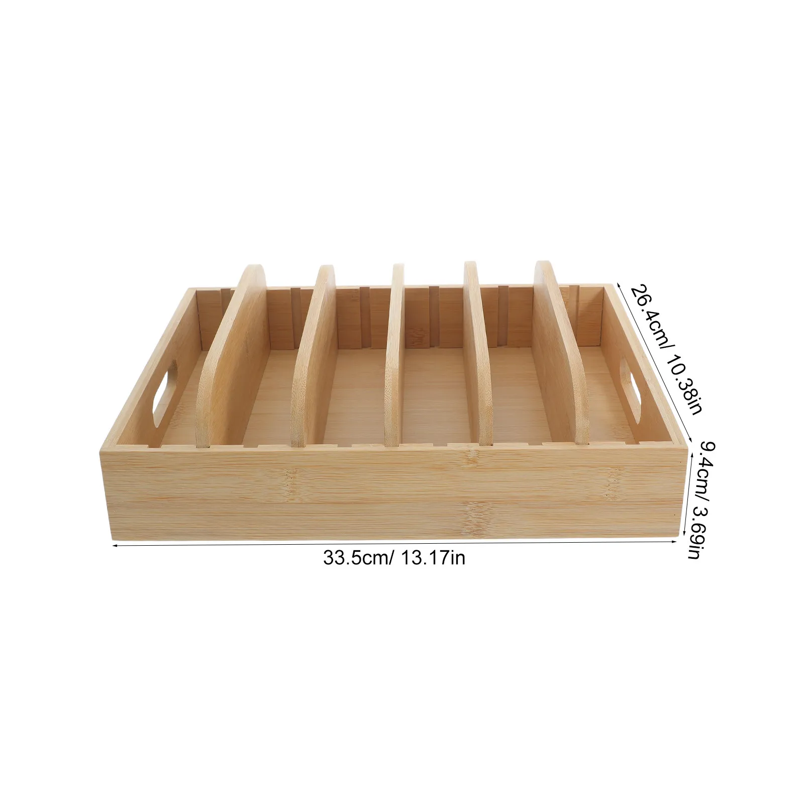 Bamboo Lid Organizer for Inside Cabinet 5 Adjustable Inserts Food Storage Container Lid Holder 6 Compartments Kitchen Pantry