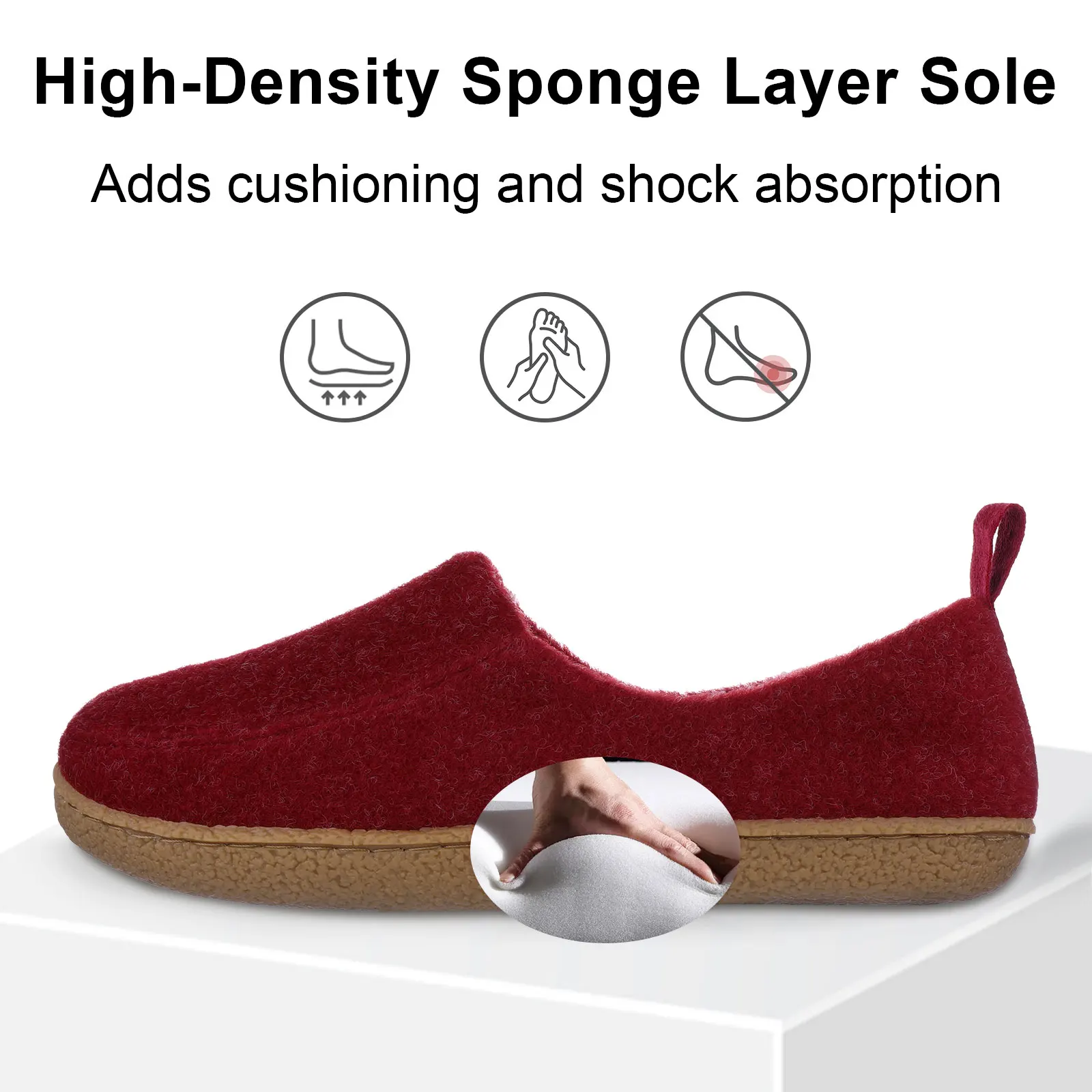 Comwarm Winter Cotton Slippers Women Men Home Warm Felt Shoes Thick Soft Sole Bedroom Non Slip Heel Wrap Indoor Fuzzy Slippers