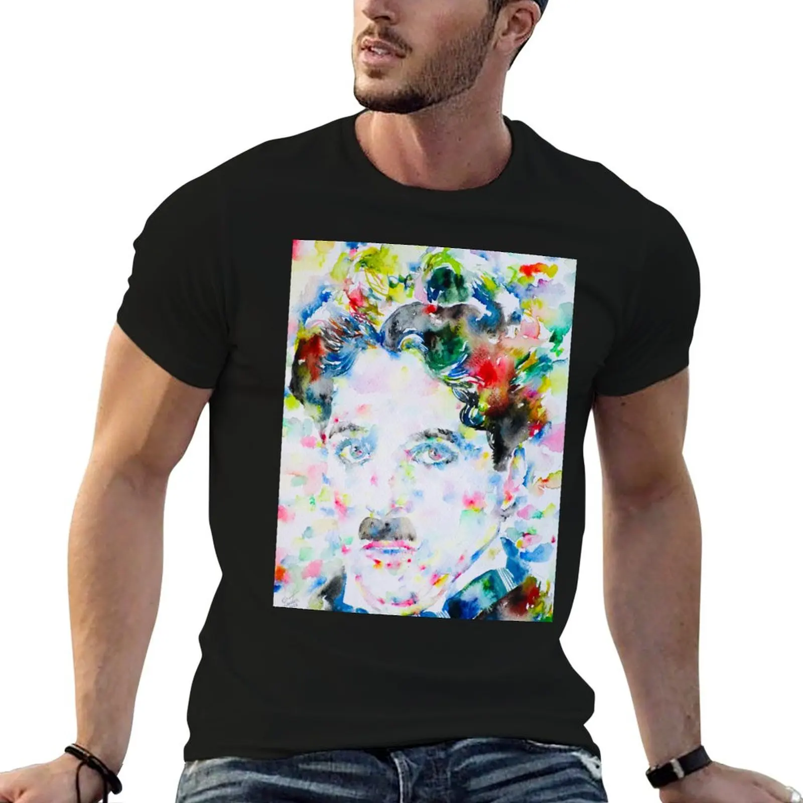 

CHARLIE CHAPLIN - watercolor portrait .2 T-Shirt funny t shirts man t shirt man designer t shirts cotton 100% T-Shirt