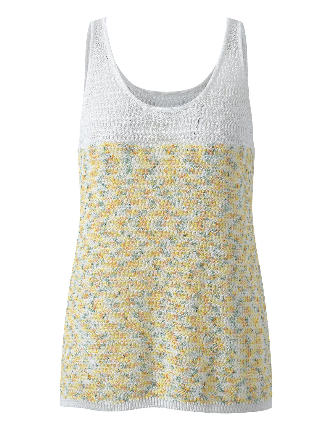 

Элегантный вязаный жилет в европейском стиле для женщин, облегающий, без рукавов, с U-образным вырезом, ажурный дизайн, новинка весна-лето