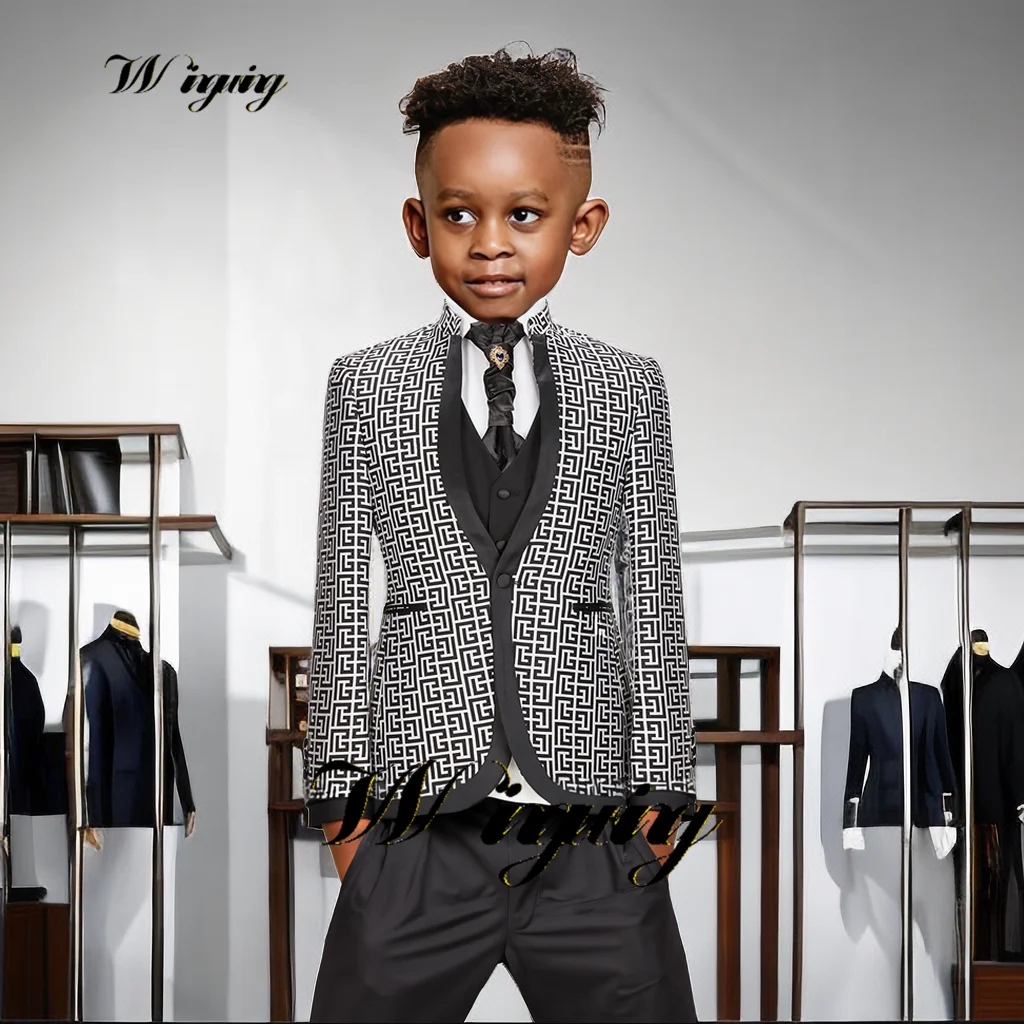 Fashion Boys Suit 3 Piece Set Pants Vest Formal Business Party Tuxedo Wedding Kids Blazer High Quality