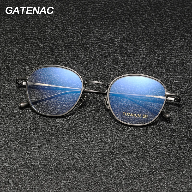 Gatenac Vintage Pure Titanium Glasses Frame Men Prescription Myopia Spectacles Eyeglasses Frame Women Luxury Brand Japan Eyewear