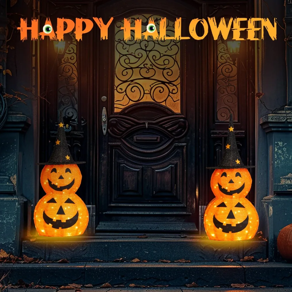 

2 of Set Halloween Collapsible Pumpkin Outdoor Decorations Pop up Jack-o-Lantern