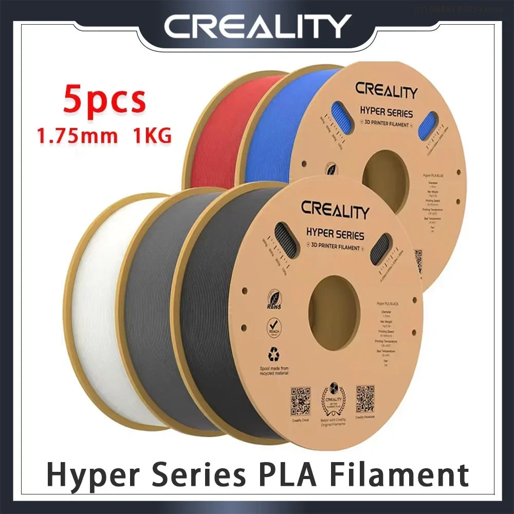 Creality PLA Filament 1.75mm Hyper PLA Combination 5pcs High Speed 30-600mm/s 3D Printer Filament 1KG Fit Most FDM 3D Printers