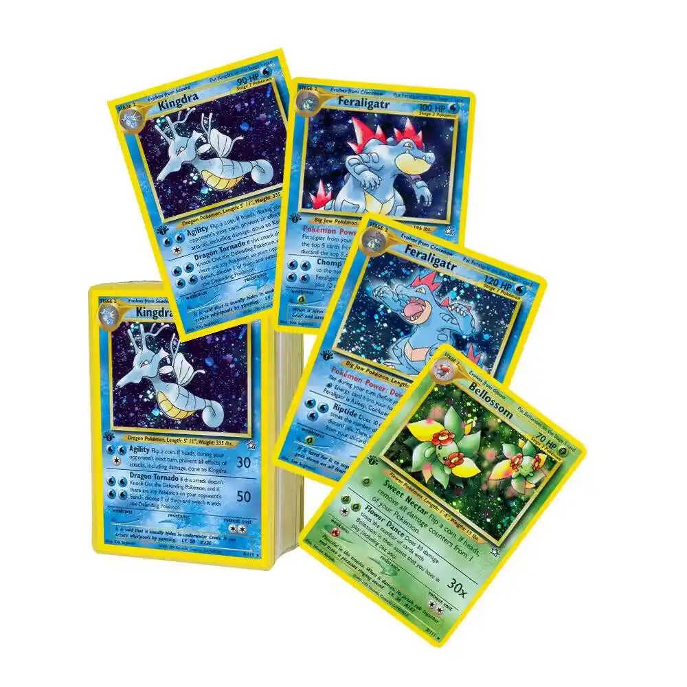 

Pokemon Cards Foil Flash Card Neo Discovery/Neo Genesis Series Meganium Bellossom Trading Card Christmas Present Playing Card