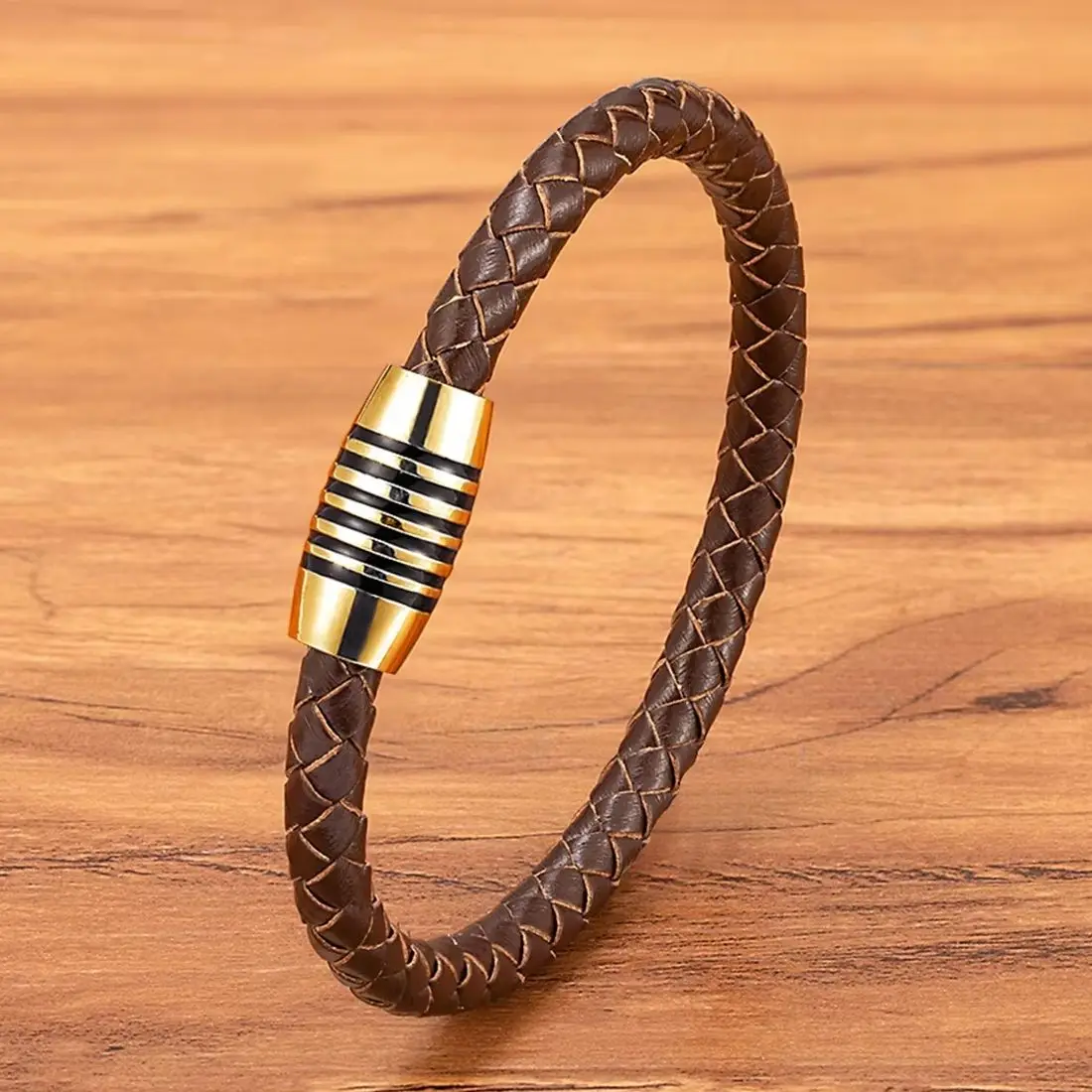 

XQNI Punk Men Leather Bracelet Stainless Steel Clasp Accessories Hand-woven Braided Male Jewelry Birthday Valentine's Gift