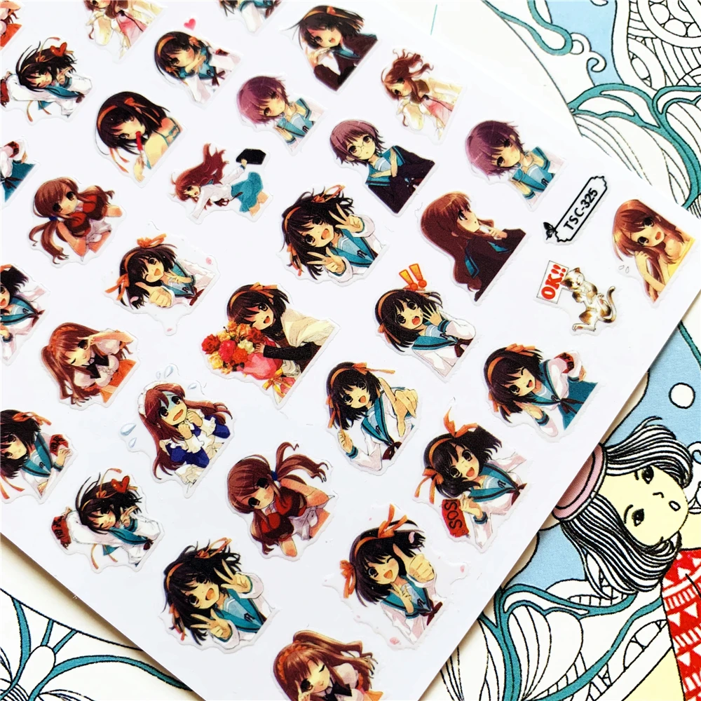 TSC-370 TSC-376 شخصية أنيمي الكرتون سيدة جميلة ثلاثية الأبعاد الغراء الخلفي مسمار الفن ملصقات الشارات المتزلجون مسمار زخرفة الديكور
