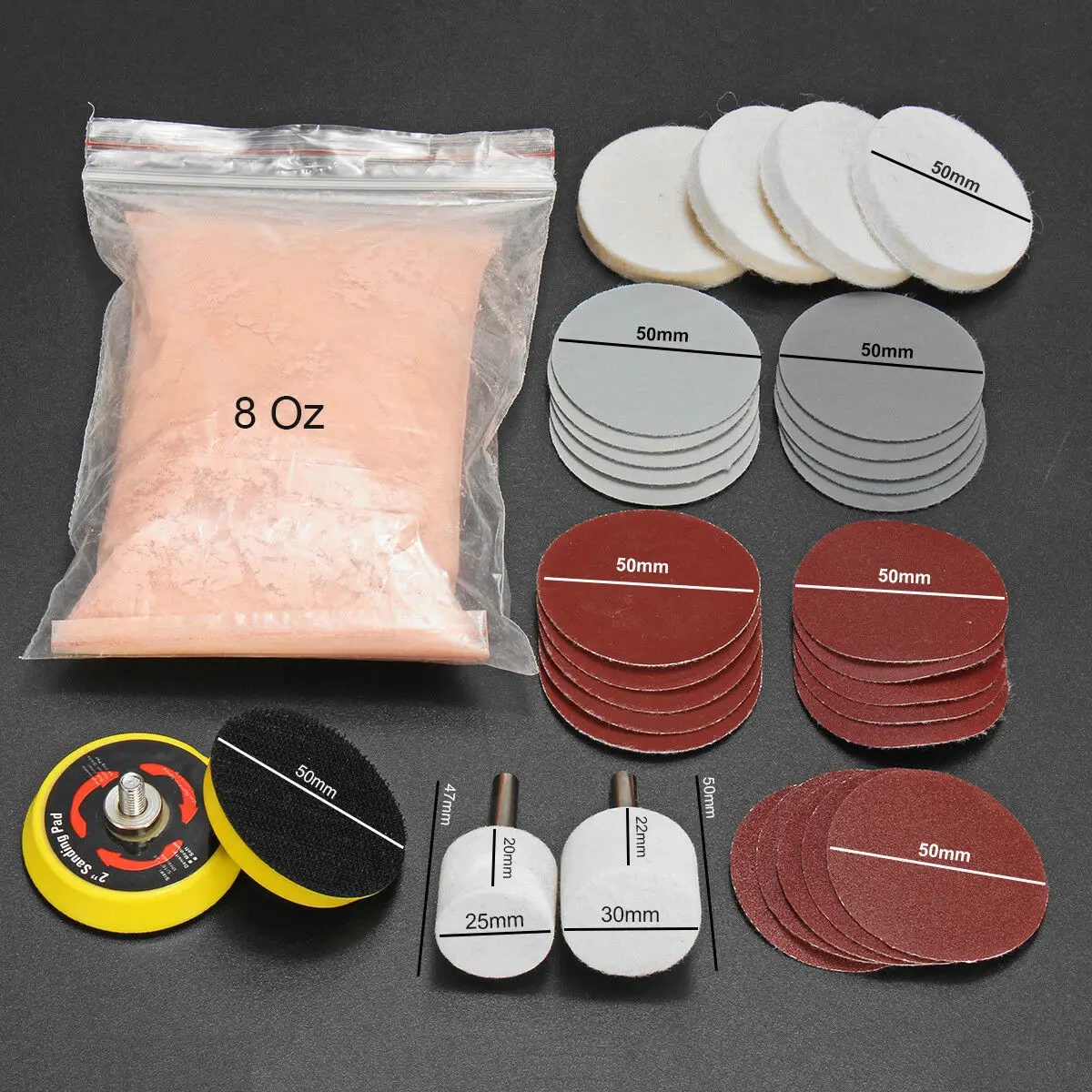 34pcs Set Deep Scratch Remover Repair Glass Polishing Kit Wool Polish Pad For Casement Mirrors Tabletops Windshields