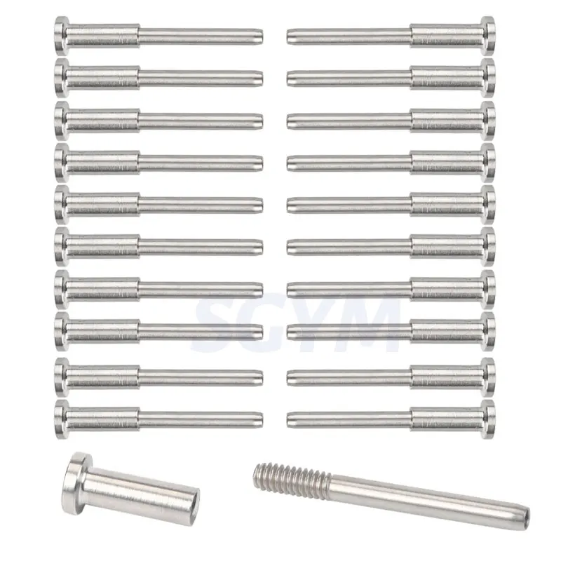 20PCS Cable Railing T316 Stainless Steel 1/8 3/16 Invisible Receiver And Swage Stud End For Cable Railing Stair